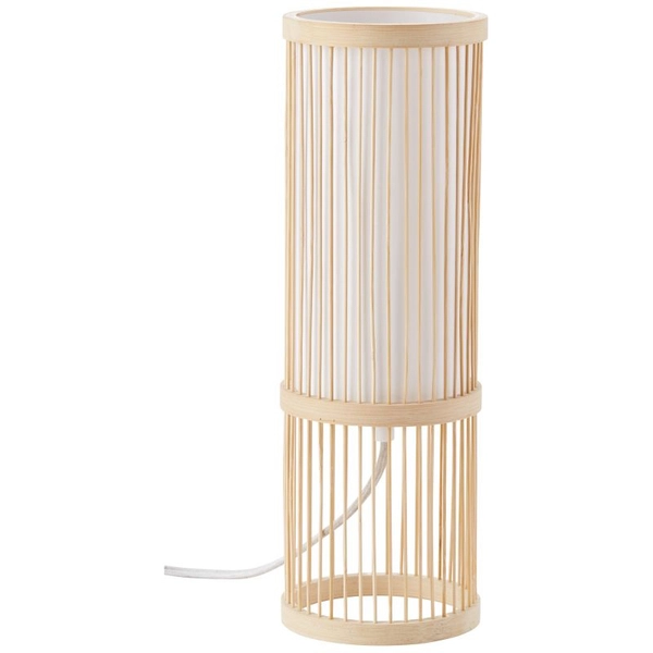 Stołowa lampa tuba Nori 92769/09 bambusowa boho biała beż