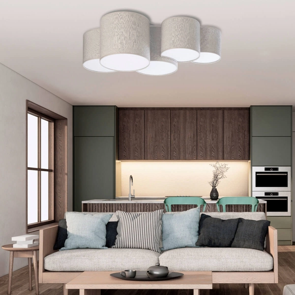 Lampa na sufit Mona 6593 TK Lighting tubki naturalna do jadalni szara