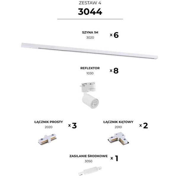 Jednoobwodowy zestaw 4 szynoprzewodów Tracer 3044 Zumaline biały
