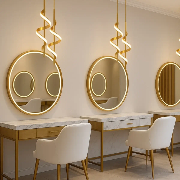 Spiralna wisząca lampa Spirali LWSK LED 20W 3000K nad wyspę złota