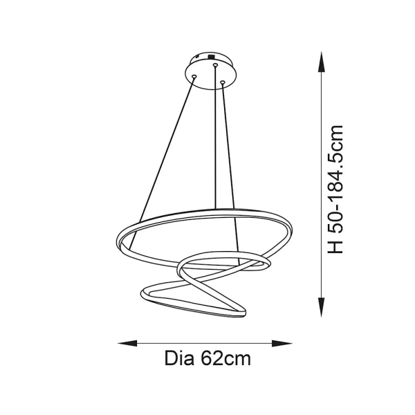 Ściemnialny żyrandol Duna 97632 LED 47,5W 3000K do salonu czarny