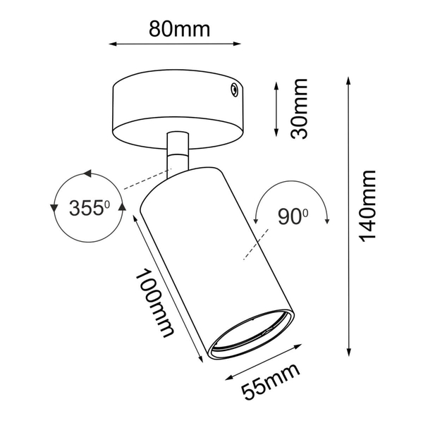 Sufitowa lampa regulowana Point 2287 BROSline tuba metalowa biała