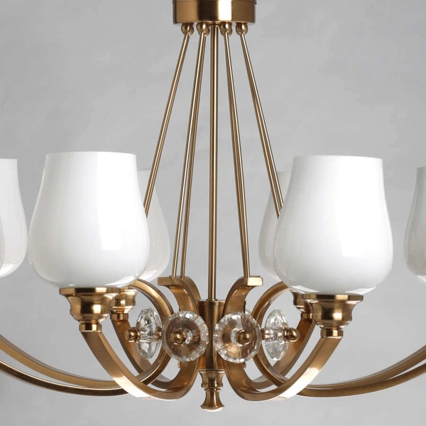 Klasyczna LAMPA wisząca PALERMO 386017908 MW Glasberg metalowy ZWIS na łańcuchu do przedpokoju biały outlet