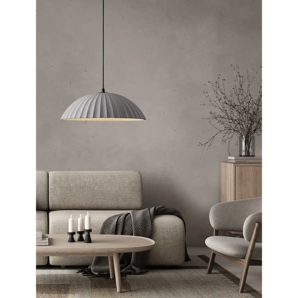 Wisząca lampa z betonu GIRONTO LE45303 nad wyspę kopuła szara