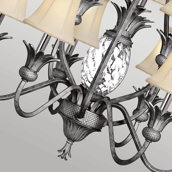 Dekoracyjny żyrandol z abażurkami Plantation HK-PLANT10-PL Hinkley ananas beżowy nikiel