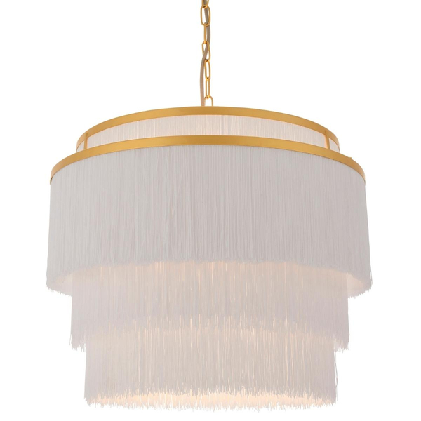 Lampa wisząca glamour L&-191532 Light& frędzle białe złota