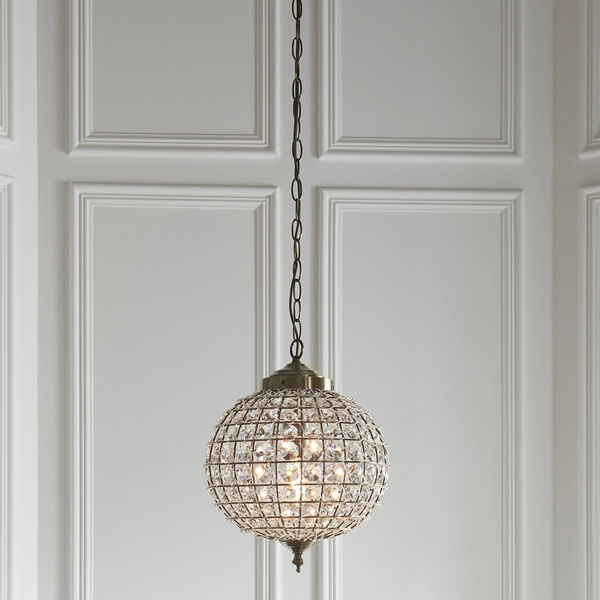 Wisząca lampa glamour Tanaro EH-TANARO-AB Endon kryształowa mosiądz