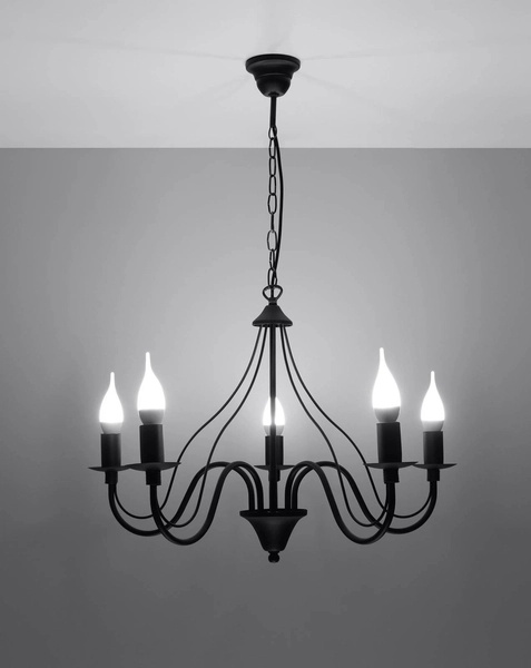 Żyrandol LAMPA wisząca SL.0218 metalowa OPRAWA świecznikowa ZWIS na łańcuchu maria teresa czarny