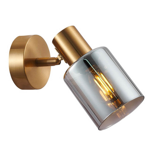 Szklana lampa na ścianę Santia SPL-65342-1-BRO-SG Italux mosiądz szary