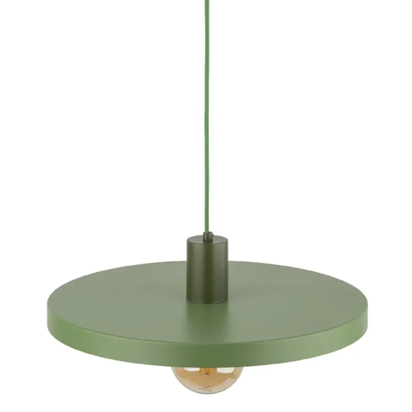 Metalowa zwisająca lampa Sila 10762 dysk na kablu zielony