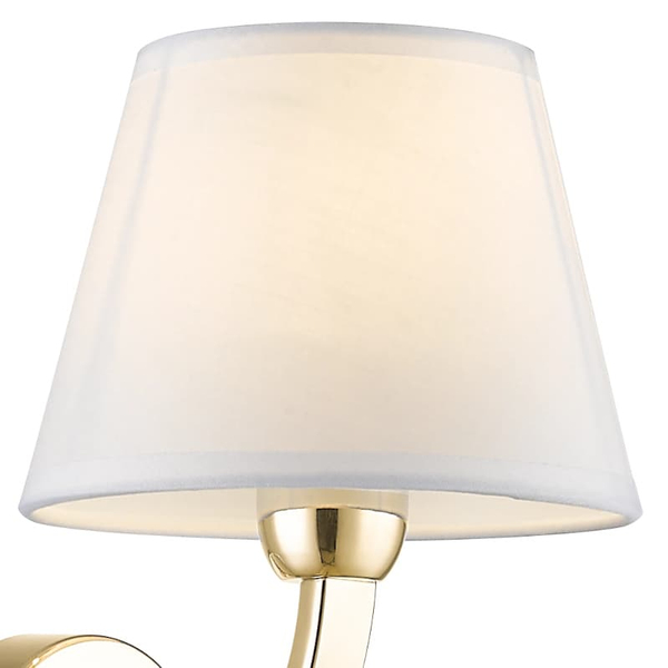 Klasyczny kinkiet Atlanta w01964au Cosmolight metal tkanina złoty biały