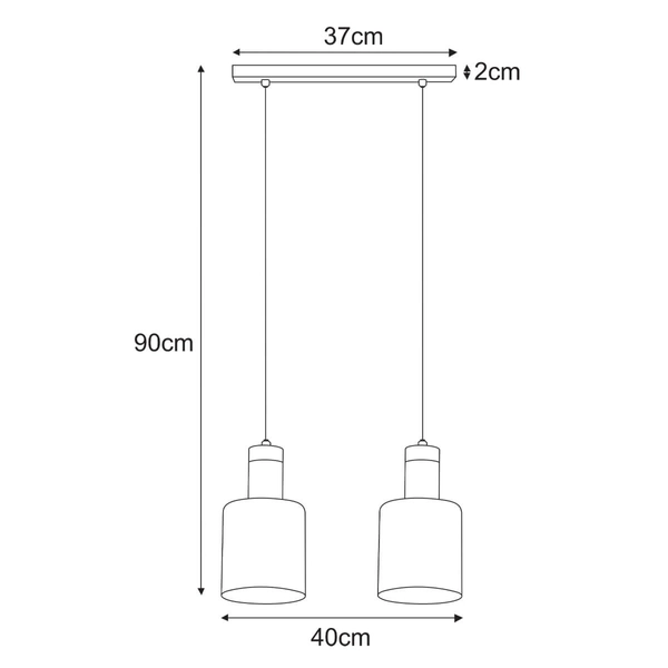 Podwójna lampa wisząca Brus K-5251 minimalistyczna metalowa szklana czarna
