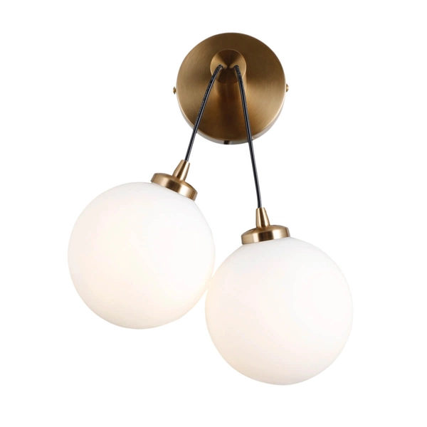 Kulista lampa ścienna Perlos WL-54456-2-HB Italux kule mosiądz biały