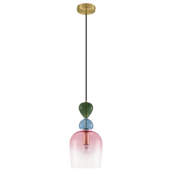 Pokojowa lampa wisząca Balam LE43397 szklana różowa niebieska czarna