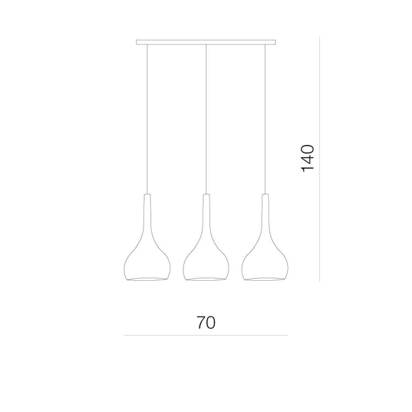 3-płomienna lampa wisząca Soul czarne łezki nad łóżko