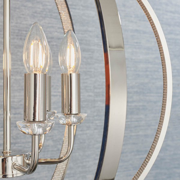 Wisząca lampa retro Ritz 81508 kulista świecznikowa srebrny