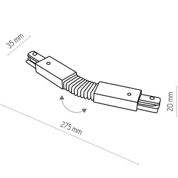 Elastyczny łącznik do szyn 2060 Zumaline 1-fazowy czarny