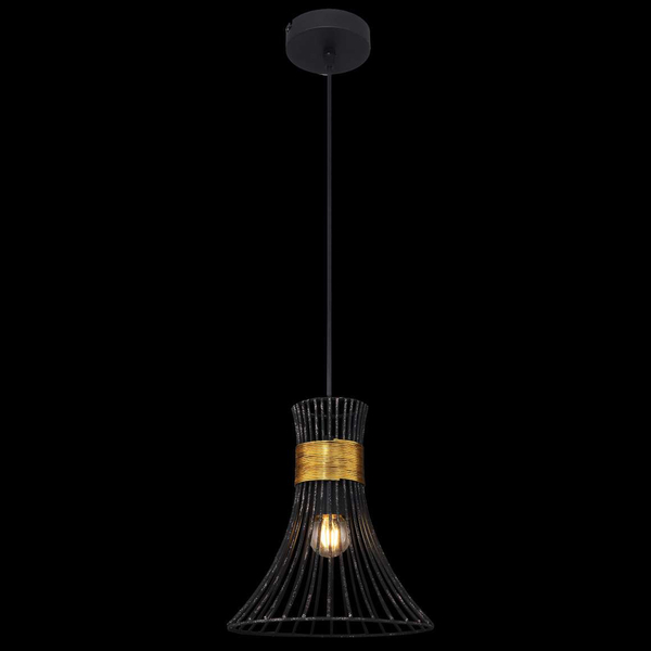 Wisząca LAMPA rustykalna PURRA 54814H Globo metalowa OPRAWA zwis druciany klatka czarna złota