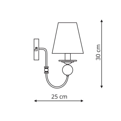 Abażurowa LAMPA ścienna GRADO LP-888/1W Light Prestige klasyczna OPRAWA kinkiet na wysięgniku materiałowy biały patyna