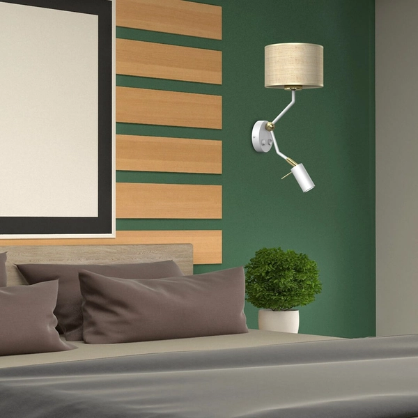 Regulowany kinkiet ratanowy Marshall do czytania biały