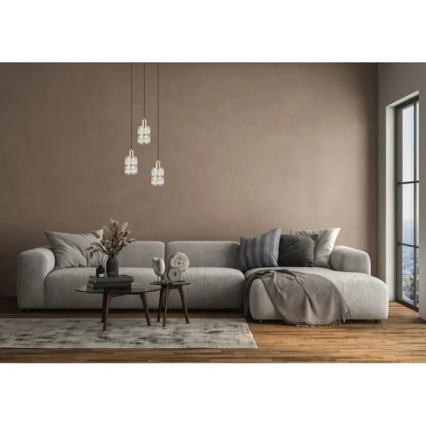 Wisząca lampa do salonu szklana Alma PND-40668-3-HBR złoty przezroczysty