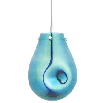 Zwisowa lampa gruszka L&-199517 Light& szkło benzynowe niebieskie