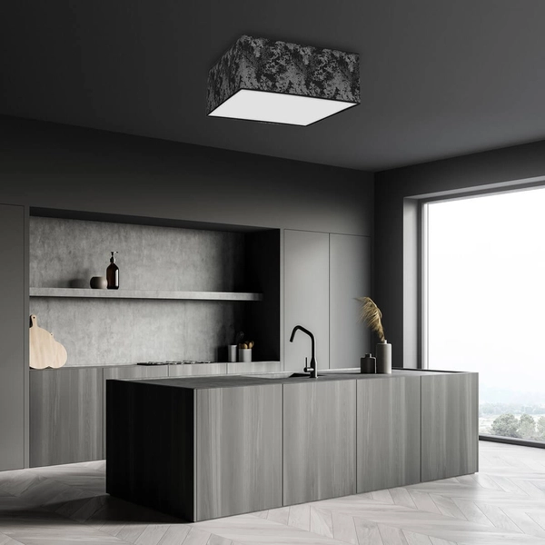 Pokojowa lampa sufitowa Satino natynkowa czarna srebrna