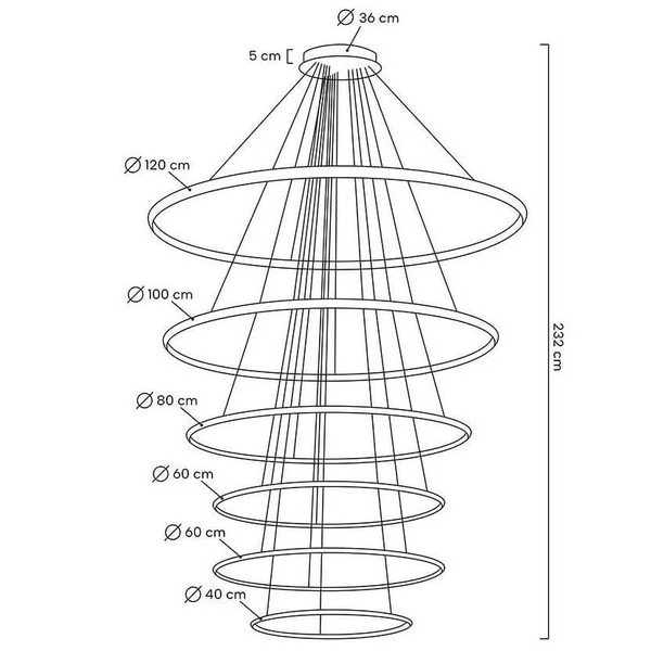 Wisząca lampa z pilotem Ring Slim MSE1501100164 Moosee LED 130W 3000K ringi złote