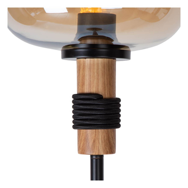 Szklana lampa podłogowa Ilona 45708/01/62 czarny bursztynowy