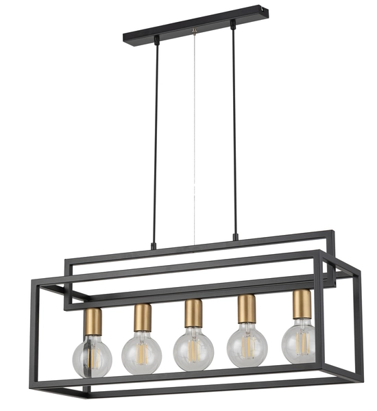 Metalowy zwis prostokąt Vigo czarna lampa wisząca nad stół