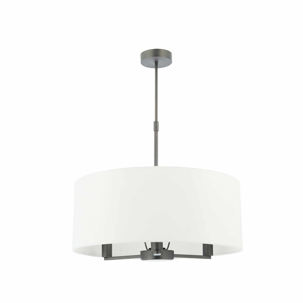 Materiałowa lampa wisząca Daley 60241 Endon abażur metal srebrny biały