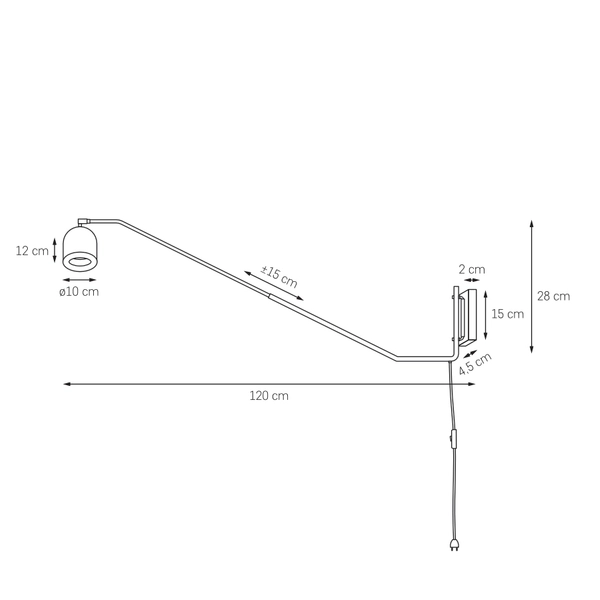 LAMPA ścienna PURO 20813101 Kaspa regulowana OPRAWA metalowa na wysięgniku reflektorek biały