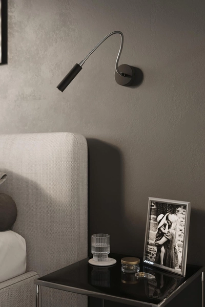 Regulowana LAMPA ścienna SL.0910 metalowa OPRAWA kinkiet na peszlu czarna