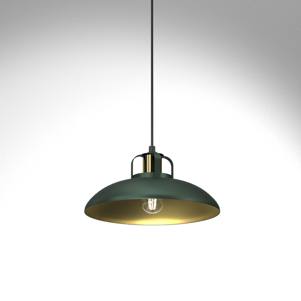 Industrialna lampa wisząca Felix do salonu zielona złota