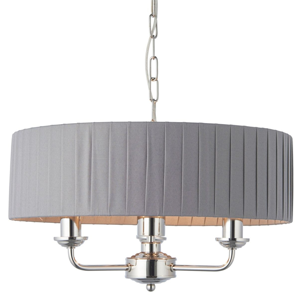 Żyrandol Highclere 94394 Endon plisowany abażur nikiel szary