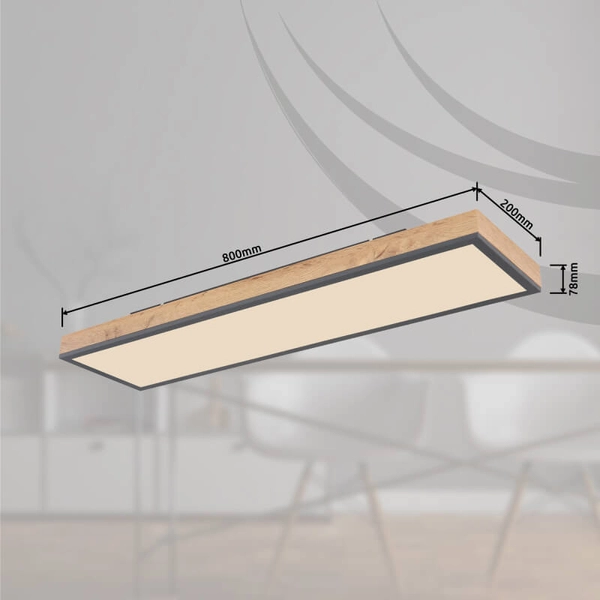 Podłużny plafon Doro 416080WD4-CCT LED 24W CCT prostokąt grafit drewniany
