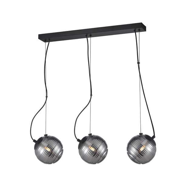 Szklana lampa wisząca Perona PND-92389-3L-BK Italux czarny grafitowy