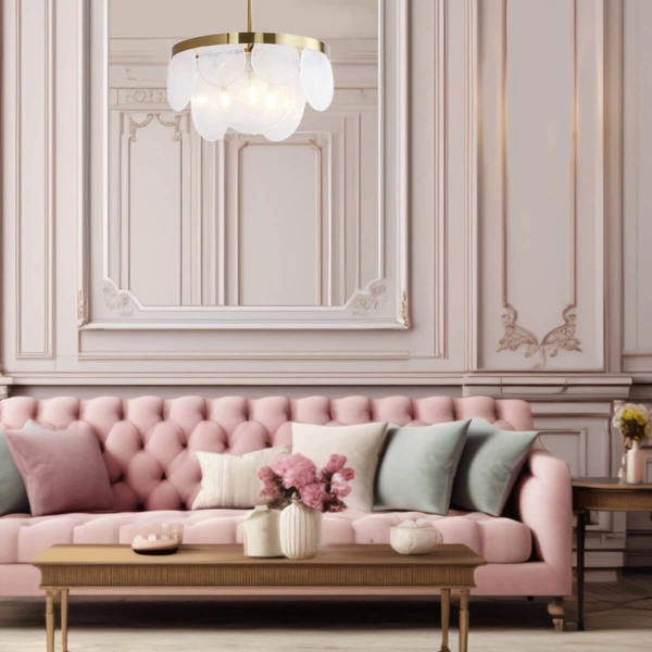 Szklana lampa wisząca AURORA ST-9513 BRASS nad stół złoty biały