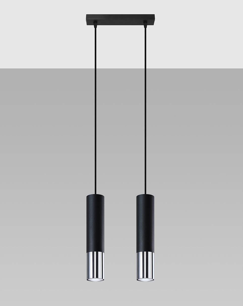 Loftowa LAMPA wisząca SL.0941 modernistyczna OPRAWA metalowy ZWIS tuby czarne chrom