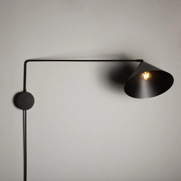 Kinkiet ścienny na wysięgniku Magic 40927 Sigma stożek czarny