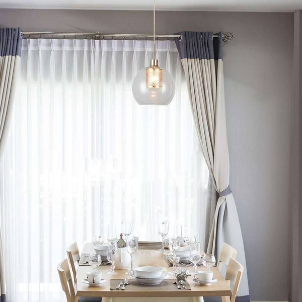 Modernistyczna LAMPA wisząca PHILANA 6495 ażurowa ZWIS kula ball złoty przezroczysty OUTLET