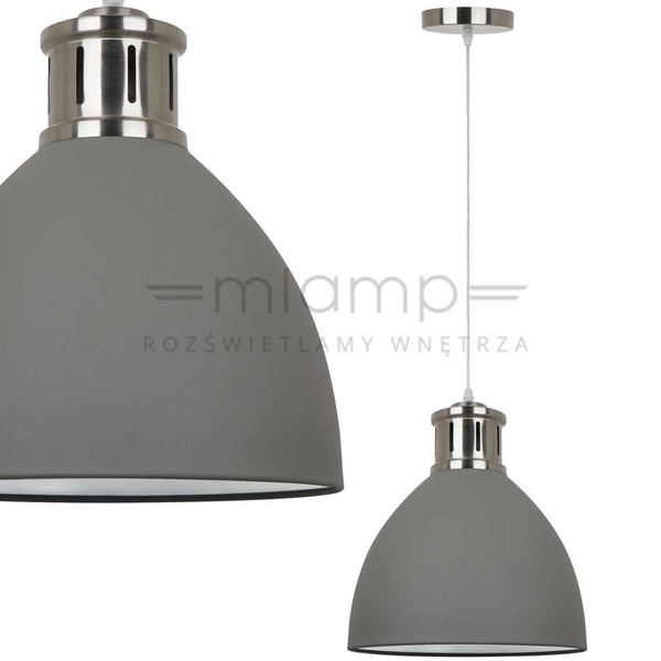 Industrialna LAMPA wisząca LOLA MD-HN8100-GR+S.NICK Italux metalowa OPRAWA zwis kopuła loft szara