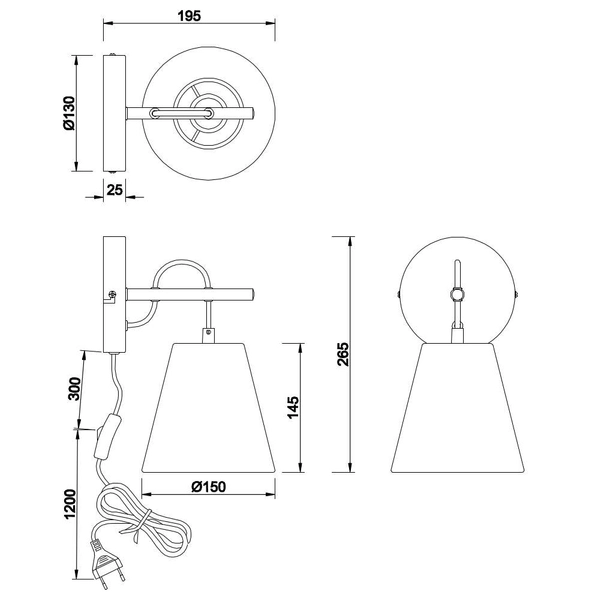 LAMPA ścienna ANDREUS 207500179 Trio klasyczna OPRAWA kinkiet czarny