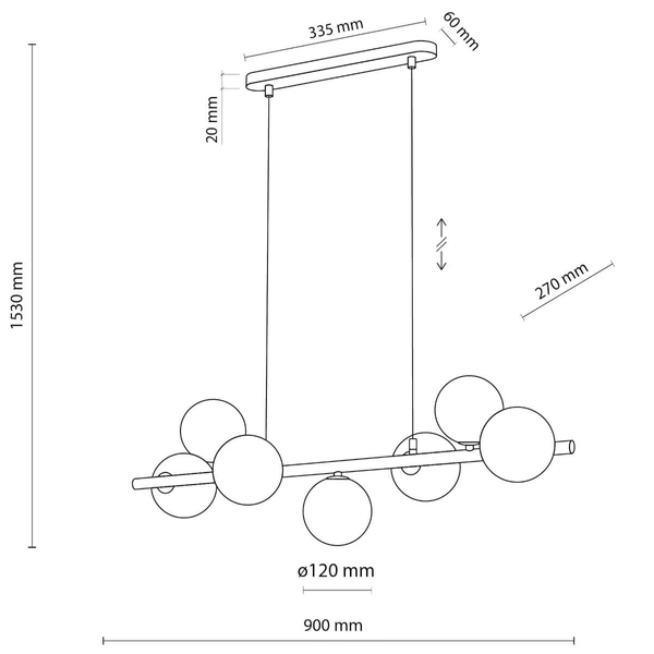 Zwisowa lampa nad wyspę Estera 4506 bubbles bursztynowa brązowa