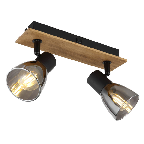 Lampa sufitowa Claude 54307-2W z regulacją drewno przydymiona
