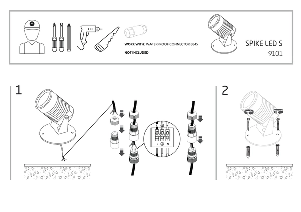 Reflektorek zewnętrzny Spike 9101 ogrodowy LED 5W 3000K czarny