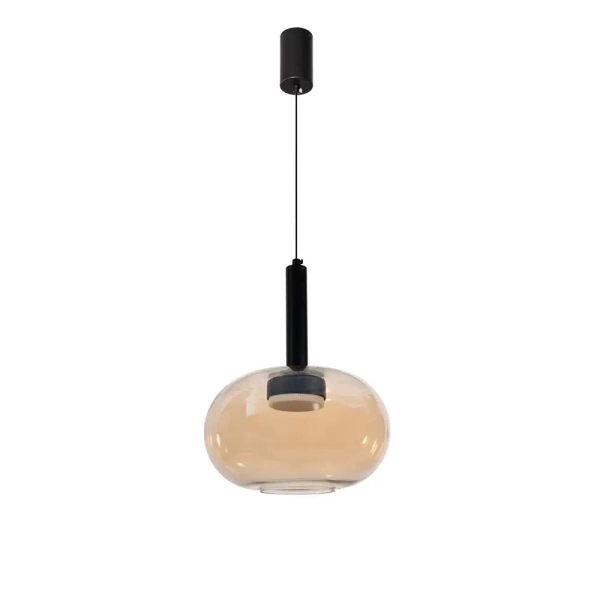Szklana wisząca lampa BUENO złota czarna 31-50465 1xGx53 owalna nad stół