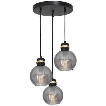 Industrialna LAMPA wisząca OMEGA MLP6533 Milagro szklana OPRAWA kule ZWIS kaskada czarna przezroczysta