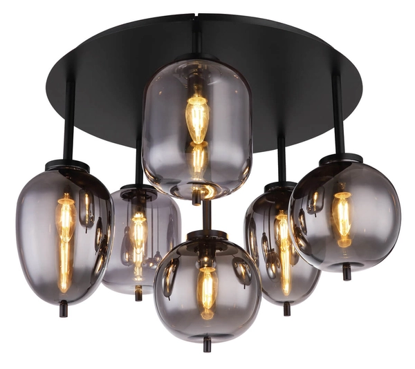Przysufitowa lampa Blacky 15345-6D czarna przydymiona