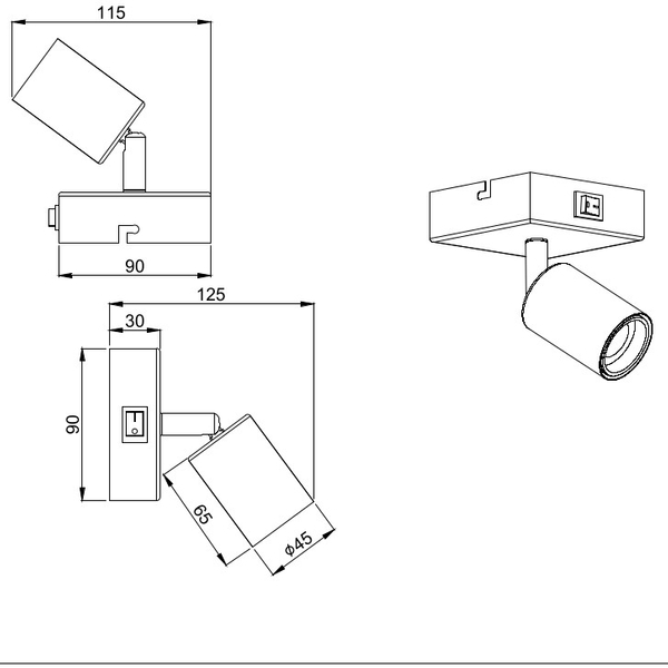 Ścienna LAMPA loftowa VANNES  R80181707 RL Light kinkiet OPRAWA metalowa reflektorek regulowany nikiel mat